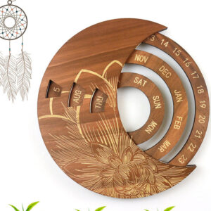 Wooden Wall Calendar Custom Round Perpetual Calendar