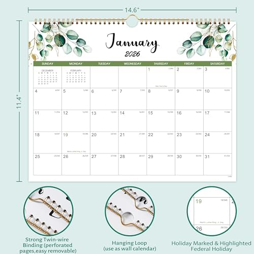 2026 Wall Calendar - 18 Months Wall Calendar 2026-2027, January 2026 - June 2027