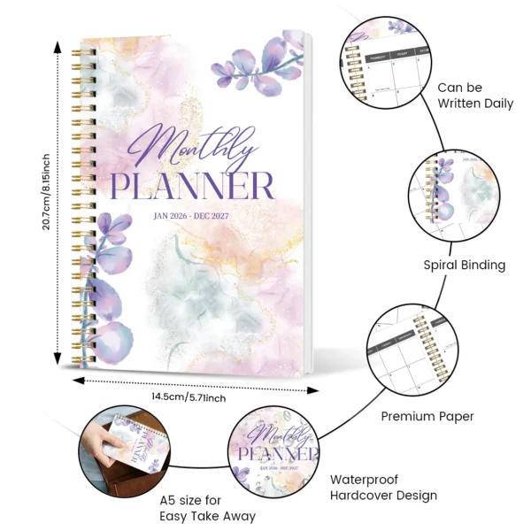2026-2027 A5 Weekly & Monthly Planner – Jan 2026 to Dec 2027 Spiral Organizer with Calendar & Notes, School & Office Supplies - AliExpress 21