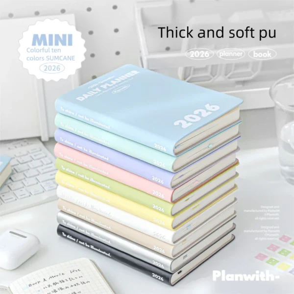 Planwith 2026 Pocket A6 Notebook Planner Soft Cover Mini Journal
