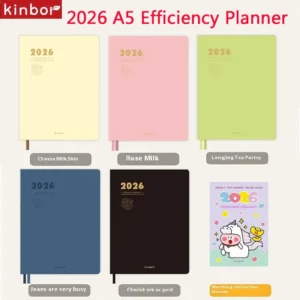Kinbor 2026 A5 Efficient Planner Notebook,2 Days per Page with Habit Tracker,To-Do Lists&Time Management for Workplace, College